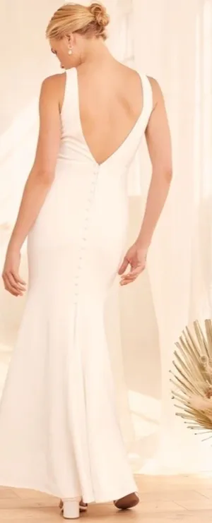 LULU's Bridal Modern Sexy Chic Minimalist Mermaid Trumpet Maxi Dress NWOT thumbnail 1