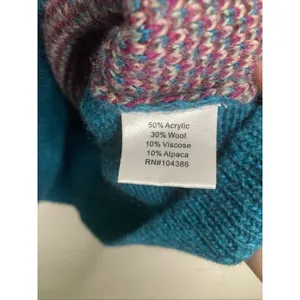 Garnet Hill Intarsia Sweater Teal Magenta Roses Wool Blend Small thumbnail 8