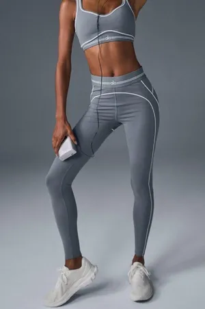 Alo Airbrush High-Waist Heart Throb Legging Steel Grey White Hi-Rise Waisted XS thumbnail 5