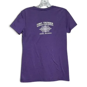 Harley-Davidson Motorcycles Fort Thunder Moore Oklahoma T-Shirt Purple Small thumbnail 3