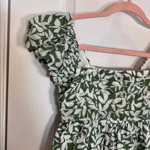 Abercrombie & Fitch green floral puff sleeve ruched crop top NWOT thumbnail 2