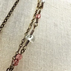 Multi strand quartz beaded cross necklace thumbnail 4