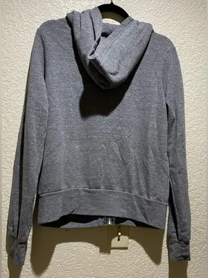 Aviator Nation 5 Stripe Full Zipper Hoodie Heather Grey Size XS Unisex New thumbnail 5