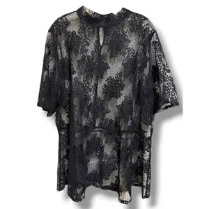 Lane Bryant Black Sheer Floral Lace Mock Neck Blouse Women's 26/28 Plus Size NWT thumbnail 3