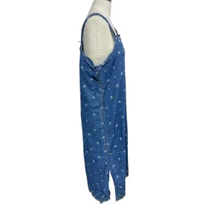 Solutions Women's‎ Large Blue Denim Floral Jumper Maxi Dress Cottagecore thumbnail 2