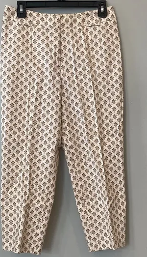 Cream and tan patterned ladies pants Brown Size 30 thumbnail 1