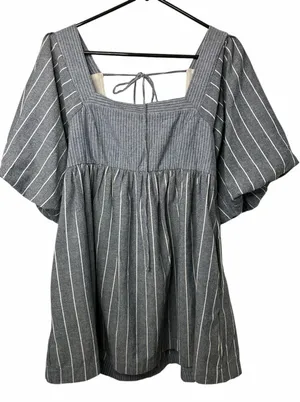 Free People Gigi Puff Sleeve Tunic Top Striped Boho Peasant NWOT thumbnail 1