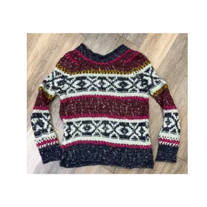 Free People Fair Isle Sweater Large Chunky Knit Boho Cozy Winter thumbnail 2