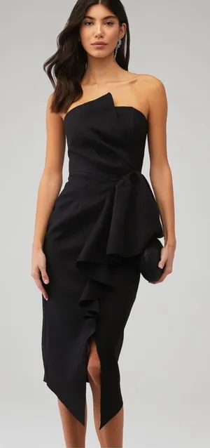 Elliatt MADILYN‎ midi cascade Ruffle Strapless Cocktail Dress size XS. NWT thumbnail 1