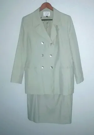 LeSuit 12 Green Tea Double Breasted Skirt Suit Set thumbnail 1