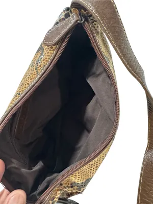 Wilsons Leather Faux Snakeskin Shoulder Bag NWT Brown Python Print Baguette thumbnail 9