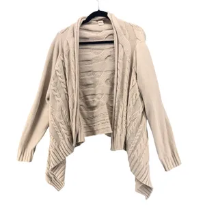 April Cornell Open Cardigan Medium Cream Wool Waterfall Wool Blend Cable Knit thumbnail 2
