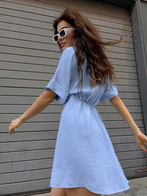 Commence Light Blue Button-Front Mini Shirt Dress XS thumbnail 2