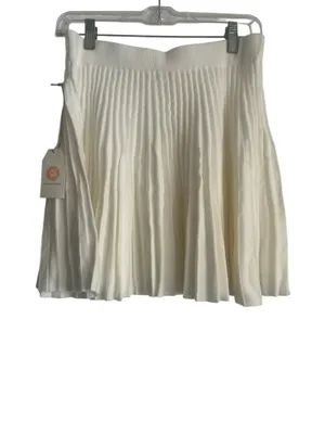 Chrysanthemum white pleated knit mini skirt thumbnail 2
