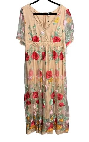 Xpluswear Elegant Floral V-Neck Maxi Dress XL thumbnail 1