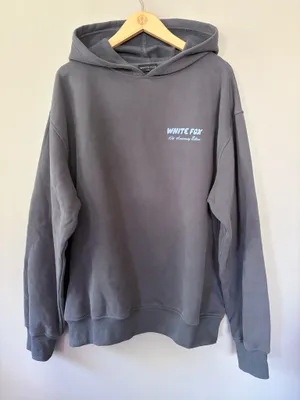 White Fox Hoodie Grey Baby Blue Graphics Size L/XL thumbnail 1