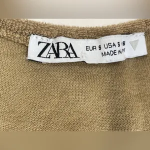 Zara Women’s Terry Sleeveless Crop Beach Neutral Lounge Tank Tan Top Size‎ S thumbnail 4