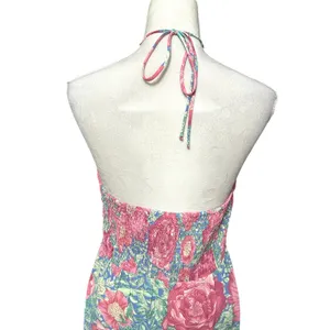 Lush Floral Hatler Midi Dress Pink Green Botanical Print Dress L NWT Beach Ready thumbnail 6