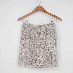 Love on a Hanger Sequin Mini Skirt Silver Sparkle Party Glam‎ Size 7 thumbnail 5