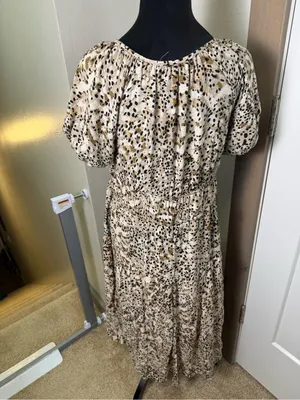 Universal Thread Fit & Flare A-Line Animal Print Short Sleeve Maxi Dress Neutral thumbnail 4
