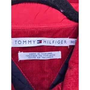 Tommy Hilfiger Quilted Jacket Womens Medium Red Corduroy Trim Barn Coat‎ 4758 thumbnail 2