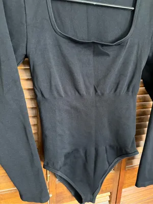 black long-sleeve square-neck bodysuit by OQQ thumbnail 3