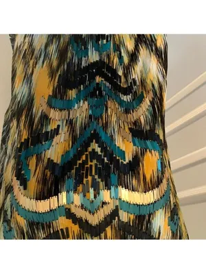 Sequined Sleeveless Printed Tunic Top With Open Back Detail By Greylin Size L thumbnail 3