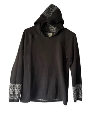 Aspen‎ Women's Charcoal Gray Fair Isle Pattern Hoodie Sweatshirt Size S Outdoor thumbnail 1