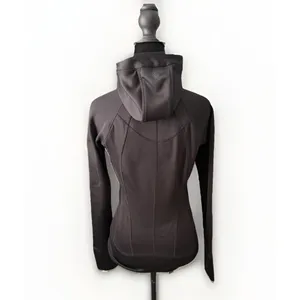Athleta Hoodie Jacket Small Black Fleece Lined Missing Drawstring thumbnail 2