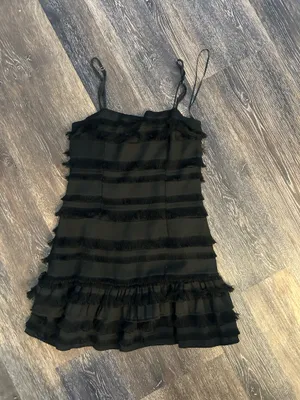 Princess Polly Black Fringe Ruffled Mini Dress thumbnail 2