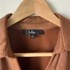Lulus Always Endearing Brown Suede Mini Dress Stretch with Pockets Women's Small thumbnail 5