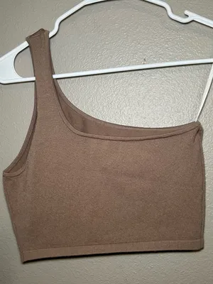 Aritzia Babaton Neutral Sculpt Knit One Shoulder Tank Top Women’s Size Medium thumbnail 4