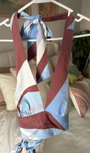 Victoria and Sophia Halter Geometric Tank Top thumbnail 1