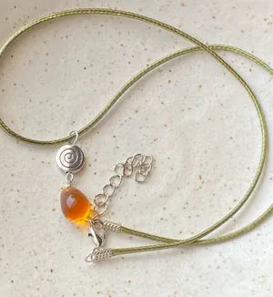 Handmade spiral swirl uzumaki & Czech glass teardrop bead funky boho fairy style necklace🌀 thumbnail 6