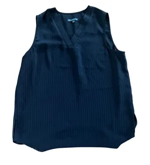 Adrianna Papell Professional Black V-Neck Pleat Back Blouse | Women's S thumbnail 1