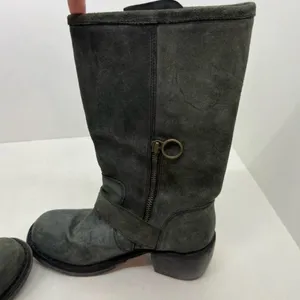 Fiorentini + Baker Mike moto Boot green pull on adjusable buckles sz 36.5 US 6.5 thumbnail 6