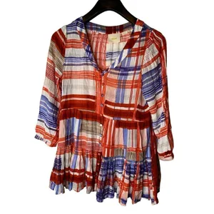 Maeve Anthropologie Lila Tiered Peasant Top Red White Blue Stripe size small thumbnail 2