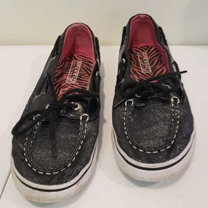 Sperry Black Canvas Boat Shoes thumbnail 1