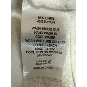 House Of Harlow 1960 Women's White Linen Short Puff Sleeve Crop Blouse Top Sz S thumbnail 4