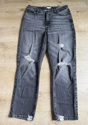 Good American Good Distressed Jeans Women's Size 6/28 Washed Out Black Mid Rise thumbnail 1