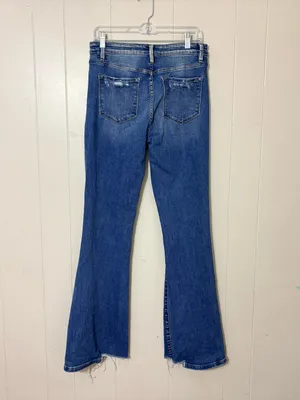 Vervet Flying Monkey High Rise Flare Jeans Womens 29 Distressed Raw Hem Stretch Blue thumbnail 5
