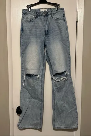 Vervet wide leg distressed light wash denim jeans size 29 thumbnail 1
