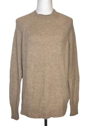 J Crew Rollneck Sweater Size M Tan Supersoft Yarn Merino Alpaca Quiet Luxury thumbnail 1
