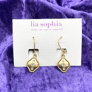Lia Sophia Women Earrings Goldtone‎ Crystal Drop Classic Elegant Minimalist Glam thumbnail 3