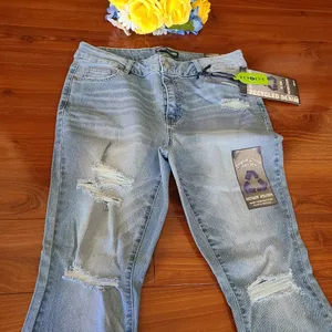 Indigo Fusion Distressed Jeans Size 14 thumbnail 5