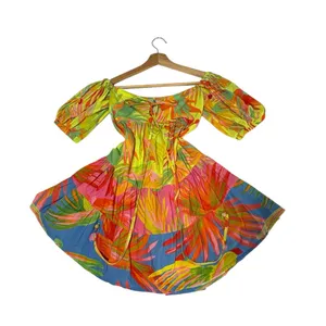 Farm Rio Tropical Print Puff Sleave Mini Dress XS Resort Vacation Sundress thumbnail 7