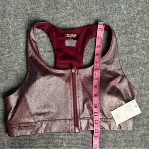 Tek Gear Women's Workout Athletic Sporty Zip Front Racerback Sports Bra Sz L thumbnail 7