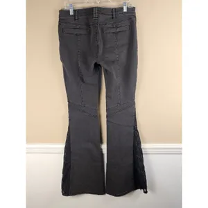 Free People Womens Washed Out Black Lace Inset Flare Jeans‎ 31 thumbnail 2