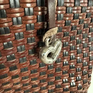 Brighton Brown Leather Basket Weave Design Tote Handbag Purse‎ Vintage thumbnail 10