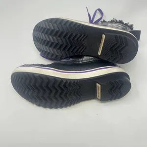 Sorel Tivoli II Leather Plaid Lace-Up Snow Boots‎ Black Gray Purple Size US 5 thumbnail 10